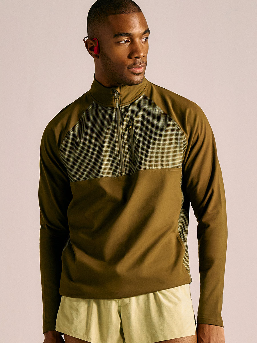 Outdoor Voices Jog 1/2 Zip In Dark Olive